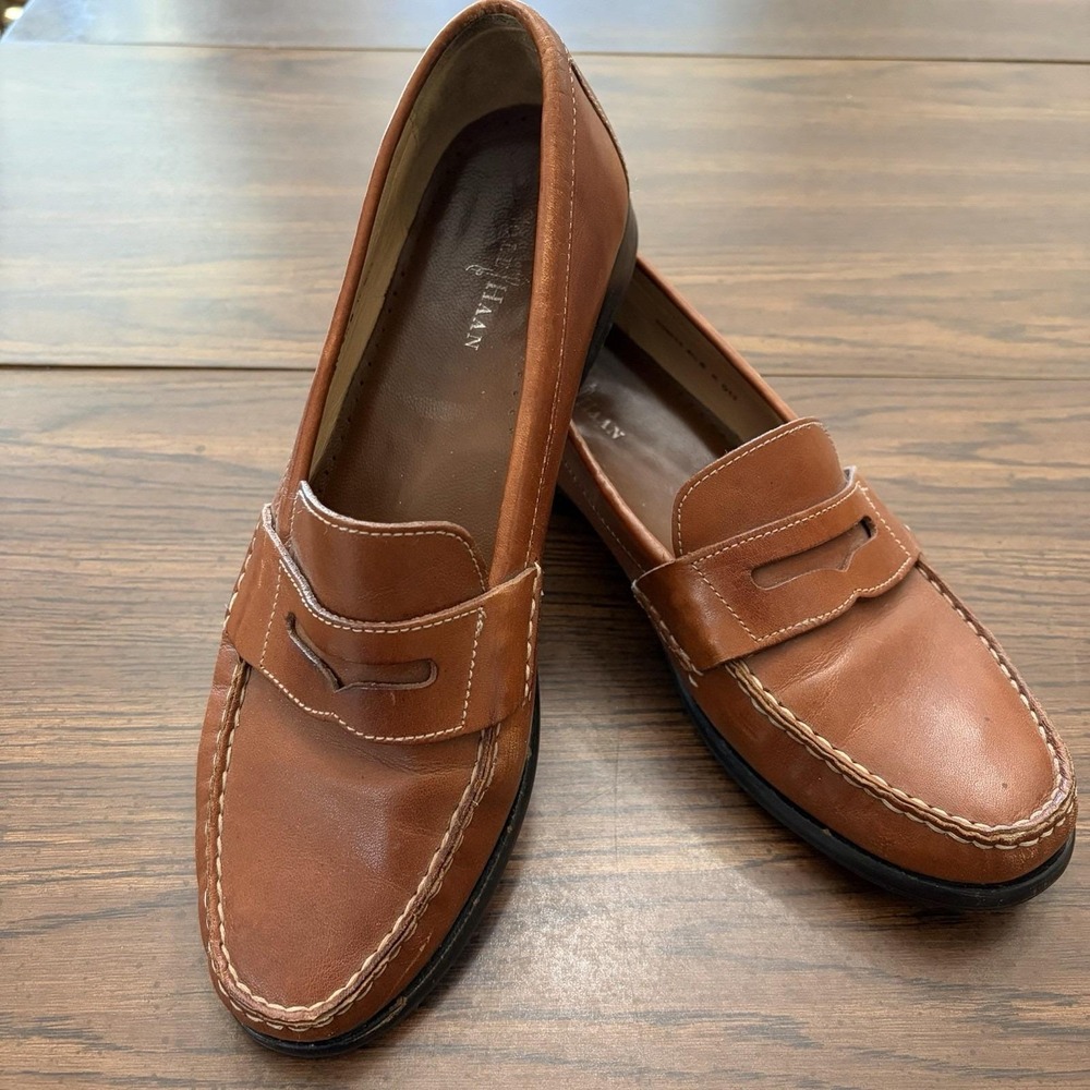 Cole Haan Classic Penny Loafers Brown Leather Women's Size 8.5 Preppy Academic